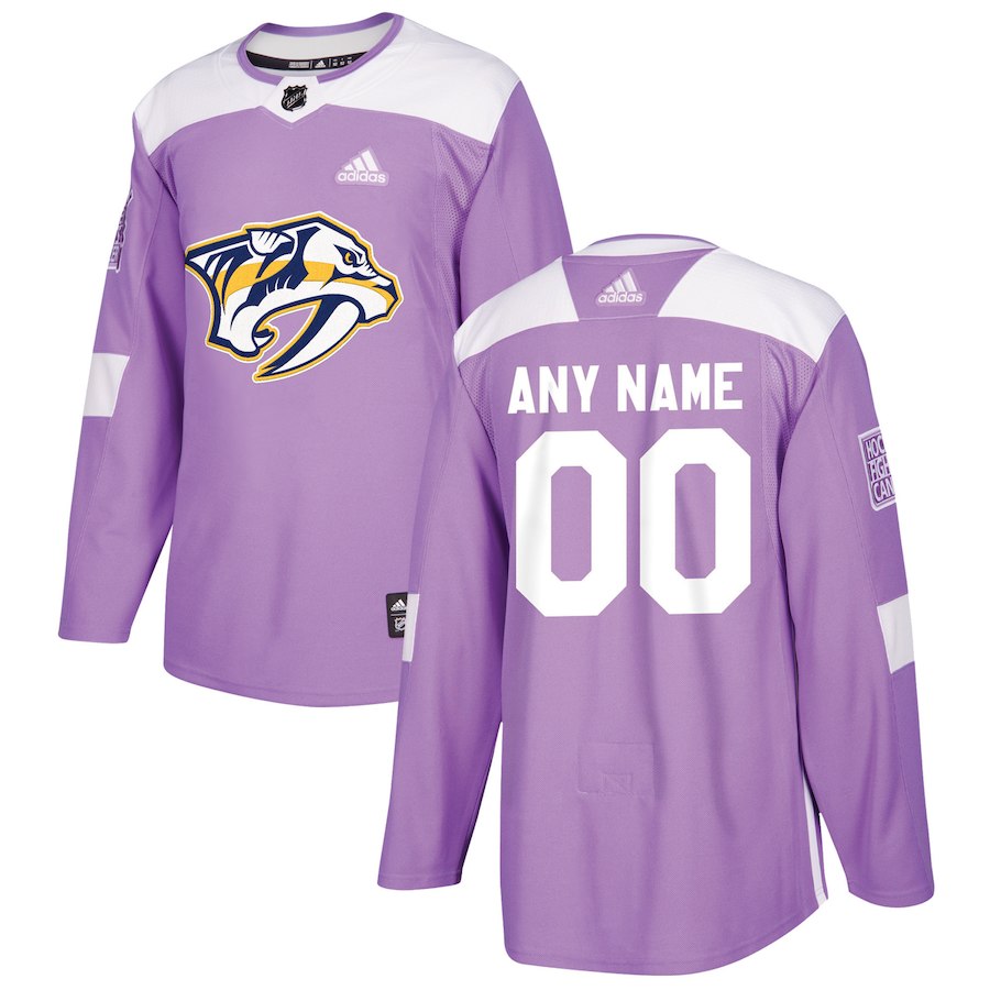 Men NHL adidas Nashville Predators Black 2018 Hockey Fights Cancer Custom Practice Jersey